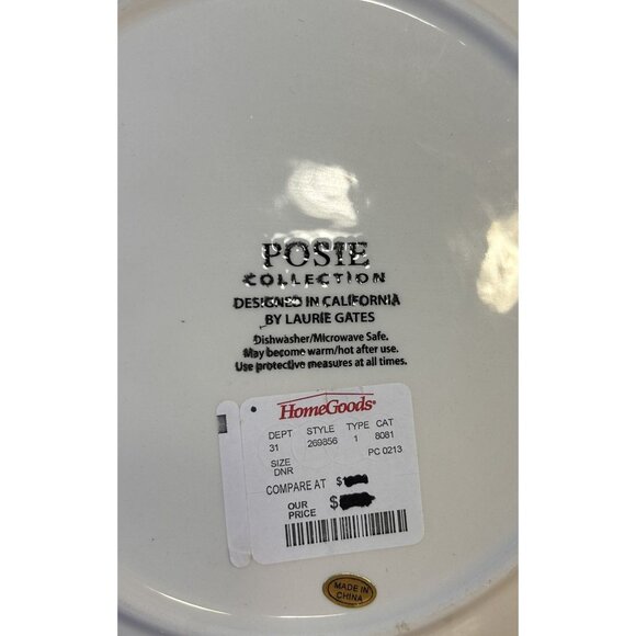 NWT Laurie Gates Purple Posie Collection Set-2 Dinner Plates 11" HARD TO FIND - Picture 8 of 8